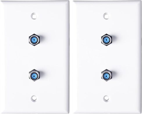 Skywalker Single-Gang Wall Plate with Dual 3.0 GHz F-81 Connector (White) in Kuwait