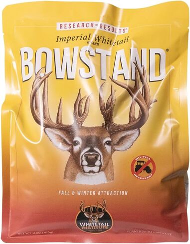 Whitetail Institute BowStand Deer Food Plot Seed، العلف السنوي المصمم لجذب الغزلان إلى قطع الطعام الصغيرة البعيدة لصيد القوس، يمكن زراعته باستخدام الأدوات اليدوية، 4 رطل (4500 قدم مربع) in Kuwait