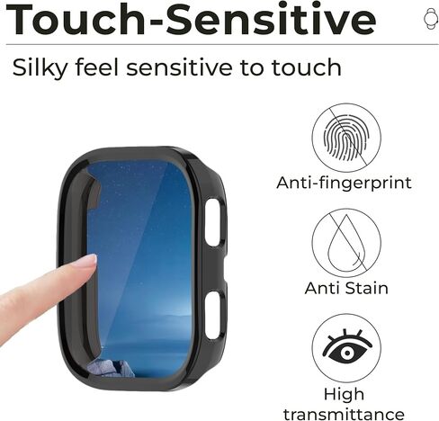 3 Pack Screen Protector Case for Amazfit Bip6 Full Cover with Built-in 9H Tempered Glass, Hard PC Shell- Black in Kuwait