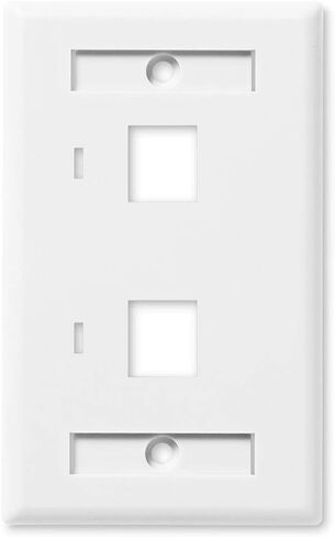 NavePoint Keystone Jack Wall Plate 2-Port, Low Profile, Single Gang, White, 10-Pack in Saudi Arabia