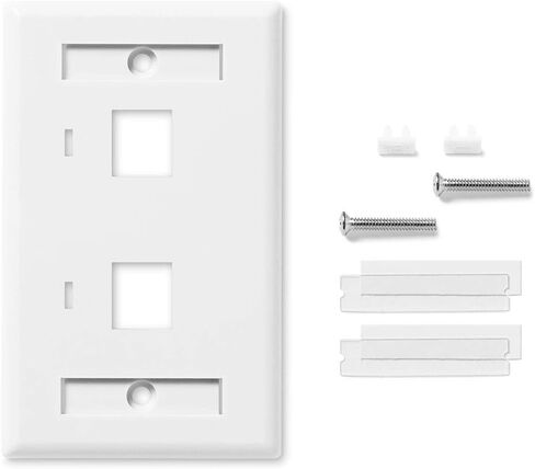 NavePoint Keystone Jack Wall Plate 2-Port, Low Profile, Single Gang, White, 10-Pack in Saudi Arabia