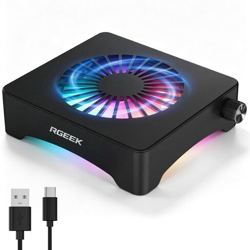 Quiet USB Computer Fan, RGB Mini PC Cooling Fan Base, with Speed Controller in Saudi Arabia