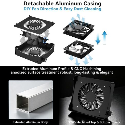 Quiet USB Computer Fan, RGB Mini PC Cooling Fan Base, with Speed Controller in Saudi Arabia