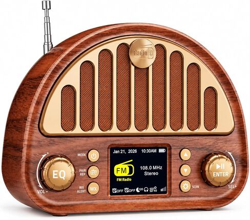 راديو FM محمول من Eoxsmile Retro مع تنبيه الطقس NOAA وبلوتوث in Kuwait