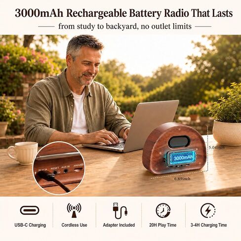 راديو FM محمول من Eoxsmile Retro مع تنبيه الطقس NOAA وبلوتوث in Kuwait
