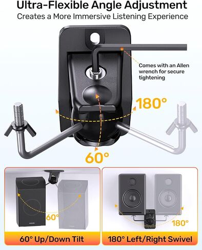 Surround Sound Satellite Speaker Ceiling Wall Mount, Swivel & Tilt, 2-Pack in Kuwait