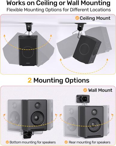 Surround Sound Satellite Speaker Ceiling Wall Mount, Swivel & Tilt, 2-Pack in Kuwait