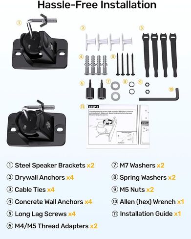 Surround Sound Satellite Speaker Ceiling Wall Mount, Swivel & Tilt, 2-Pack in Kuwait