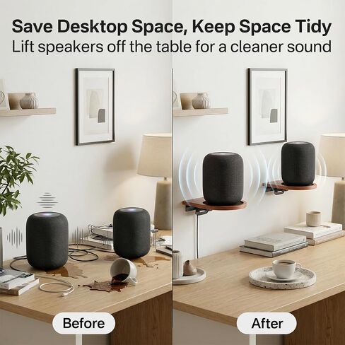 Wooden Wall Shlef for HomePod 1st/2nd Gen With Cable Management, 2 Pack in Saudi Arabia