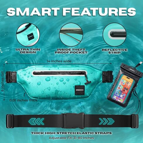 DRENCH Waterproof Waist Pack Bundle – Blue + Yellow, 2 Waterproof Fanny Packs + 2 Floating Phone Pouches, IPX8 Waterproof Dry Bags for Lake, Beach, Boating & Travel in Kuwait