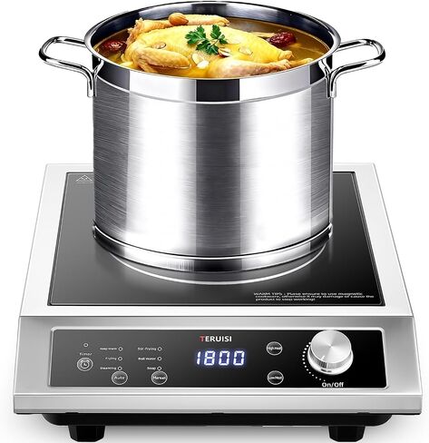 Induction Cooktop Commercial, 1800W Electric Stove with 18/10 Stainless Steel, 4 Hours Timer, 6 Preset Functions, 8 Temp/Power Levels, Portable Countertop Burner for RV Home Kitchen,110V in Kuwait