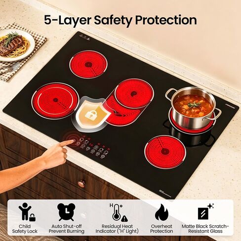 موقد كهربائي FIREGAS 30 بوصة، 5 شعلات، 8600 واط، سلكي in Kuwait