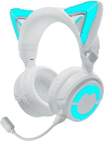 YOWU Cat Ear Headphones 4GS - RGB Gaming Headset with Mic & 2.4G USB/Type C Dongle for PC/PS4/PS5/XBOX/Switch, Wired/Wireless Bluetooth Headphones(Black) in Kuwait