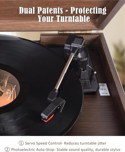 OTIC Vinyl Record Player with Built-in Speakers & Bluetooth, Retro Wood in Saudi Arabia