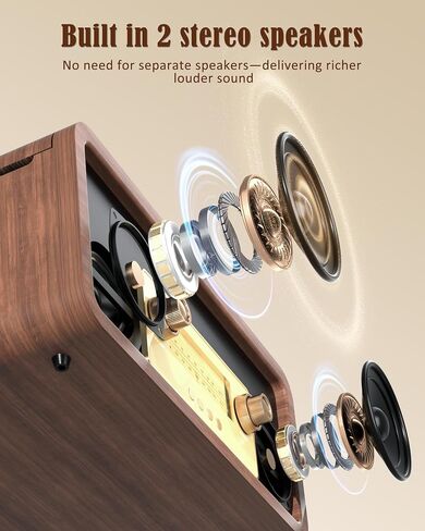 OTIC Vinyl Record Player with Built-in Speakers & Bluetooth, Retro Wood in Saudi Arabia