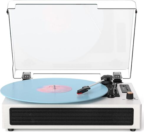 Vinyl Record Player with Built-in Bluetooth, USB Recording, Belt-Driven Stereo Speakers Vintage Record Player 3 Speeds, AUX Input, Portable LP Player in Kuwait