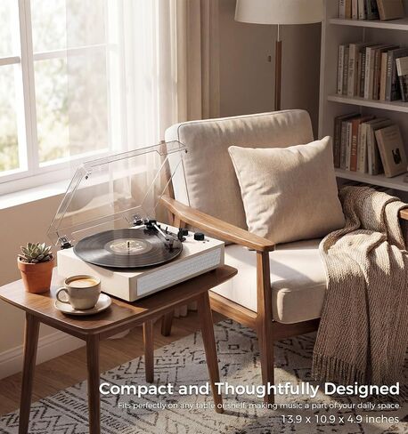 White Bluetooth Record Player, Vintage 3-Speed Turntable in Kuwait