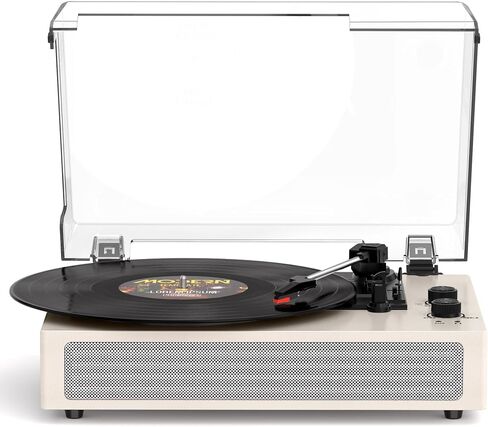 White Bluetooth Record Player, Vintage 3-Speed Turntable in Kuwait
