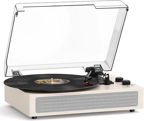 White Bluetooth Record Player, Vintage 3-Speed Turntable in Kuwait