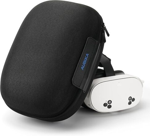 Aubika 2 in 1 Hard Shell Case for Meta Quest 3/3S, Halo Headset Compatible, No Disassembly Required, Dual Mode Display & Portable Carry, Shockproof VR Storage Case for Travel & Home (Black) in Saudi Arabia