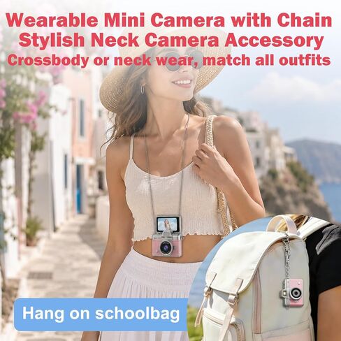 Mini Digital Camera with 32GB Card, 1080P HD Portable Keychain Camera, 20MP Selfie with Flash & 6 Filters, Tiny Pocket for Kids Teens Adults Pink in Saudi Arabia