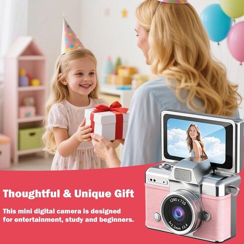 Mini Digital Camera with 32GB Card, 1080P HD Portable Keychain Camera, 20MP Selfie with Flash & 6 Filters, Tiny Pocket for Kids Teens Adults Pink in Saudi Arabia