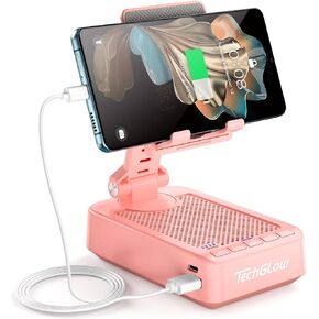 TechGlow Foldable Cellphone Stand with Bluetooth Speaker Charging Function 360° Rotatable Phone Stand Birthday Gifts for Men Women Mother Father Cool Tech Gadgets in Saudi Arabia
