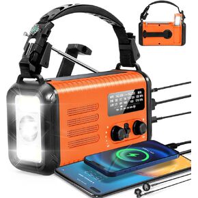 Hand Crank Emergency Radio, NOAA Weather Radio with AM/FM & Solar Radio, 20000mAh Rechargeable Battery Powered, Cell Phone Charging, 3 Modes Flashlight Reading Lamp, SOS Alarm for Emergency in Kuwait