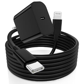 شاحن iPhone سريع، قابس كتلة شاحن حائط USB C وسلك كابل شحن بطول 10 أقدام من النوع C إلى Lightning، محول صندوق مكعبات PD USBC مكعب لهاتف Apple iPhone 14 Pro Max/14 Plus/14/13/12 Mini/11/XS Max/XR/X in Kuwait