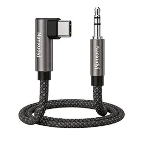 90 Degree USB C to 3.5mm Audio Cable 3ft (Audio Only), Braided DAC Hi-Res Aux Cord for Car Stereo Headphones, Compatible with iPhone 17, 16, 15 Pro Max, Galaxy S25, S24 Ultra, iPad in Saudi Arabia