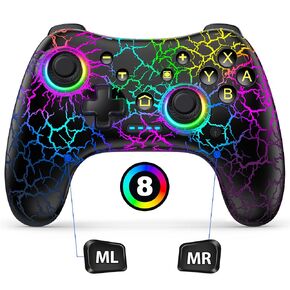Hall Effect Switch Controller for Nintendo Switch/Switch 2/Lite/OLED, Gammeefy Wireless Switch Pro Controller Compatible with PC/Android/iOS, 9 Color Adjustable LED Switch Remote with App & Programmable in Kuwait