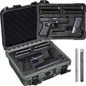 Pistol Case for 2 Handguns – TSA Approved Hard Shell Gun Case with Triple-Layer DIY Customizable Foam Insert | Waterproof & Shockproof 9mm Handgun Storage Box for Range, Travel & Firearm Transport in Saudi Arabia