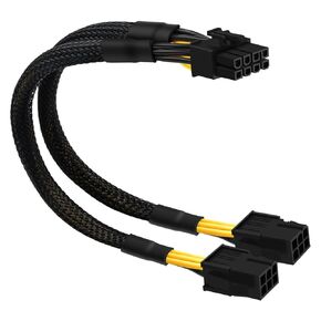 COMeap 6 Pin to 8 Pin GPU Adapter, Dual 6 Pin Female to 8 Pin Male GPU Power Sleeved Cable 9.5-inch(24cm) in Kuwait