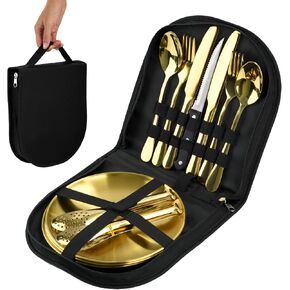 20-Piece Gold Stainless Steel Silverware Set With Organizer in Saudi Arabia