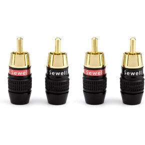 Sewell Deadbolt RCA Plugs, 4 Pairs, Fast-Lock Technology, 24k Gold Plated Speaker Plugs, Premium Solderless SW-32888-4 in Saudi Arabia