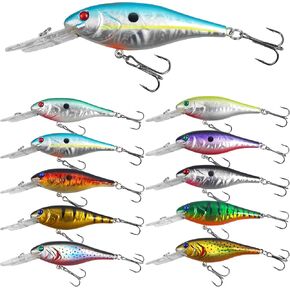 Crankbait Fishing Lures Kit,8pcs Deep Diving Crankbait Swimbait Bass Fishing Lures Hard Baits Minnow Crank Bait Lures for Bass Trout Salmon Freshwater Saltwater in Kuwait