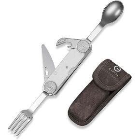 CIVIVI Partake 4-in-1 Camping Utensil, Detachable Stainless Steel Folding Knife, Fork, Spoon & Bottle Opener Multi-Tool, with Waxed Canvas Pouch for Travel Camping Hiking C24032C-1, Black in Saudi Arabia