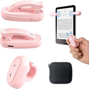 أداة تقليب الصفحات بمشبك مزدوج لجهاز Kindle والأجهزة اللوحية، قراءة بدون استخدام اليدين، مع حقيبة تخزين (مشبكين - وردي) in Kuwait