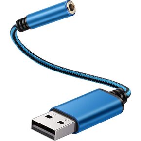 محول صوت مقبس سماعة رأس USB إلى 3.5 مم، يدعم USB إلى سماعة رأس TRRS 4-Pole 3.5 aux، وبطاقة صوت ستيريو خارجية للكمبيوتر الشخصي والكمبيوتر المحمول وPS4 وMac وما إلى ذلك (0.6 قدم، أحمر) in Kuwait