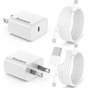 85W C Wall Charger Block for iPhone 17/16/15 Pro Max, 3port 100W USB C Fast Wall Charger Adapter Plug and 4Pack 6/6/10/10FT Long USBC Quick Charge Cable Cord for iPhone/ipad/MacBook Pro/Air in Kuwait