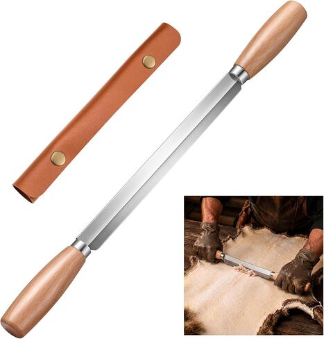 Fleshing Knife, 8" SK5 Steel Hide Scraper with Dual Handles in Saudi Arabia