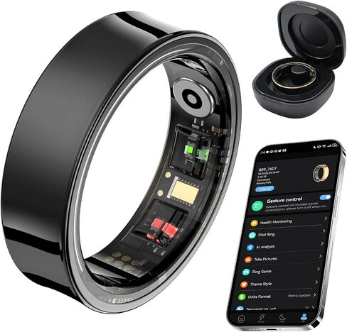 Smart Ring for Women Men, 24-Hour Body Temperature Track, Silver,#9 in Saudi Arabia