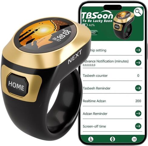 Color Screen Tasbih Smart Ring,Tasbeeh Counters,Prayer Smart Ring,Replaceable Pictures,Electronic Rosary,Forgiveness ring,Large Battery,Large Screen Display,Eid al-Fitr Eid al-Adha Ramadan Gift in Saudi Arabia