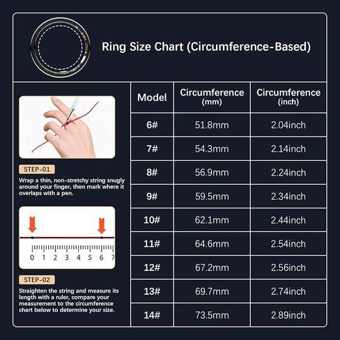 FKGZJF Smart Ring for Women Men, Fitness Ring with Heart Rate, Blood Oxygen, HRV, Stress, Sleep Tracker, Step Tracker, No Subscription Fee, lP68 Waterproof Smart Ring for iPhone & Android (Black, 8#) in Kuwait