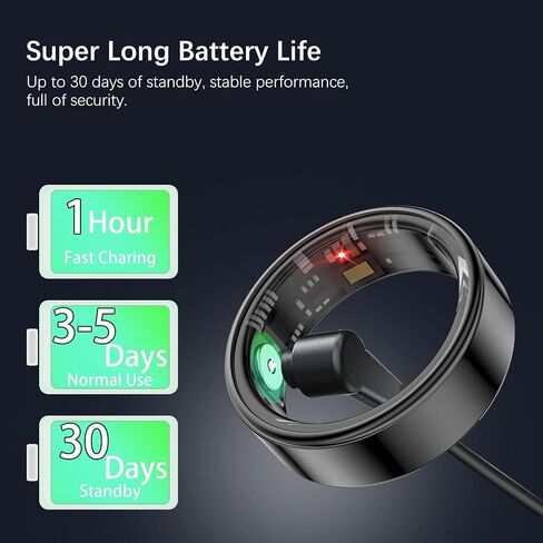 FKGZJF Smart Ring for Women Men, Fitness Ring with Heart Rate, Blood Oxygen, HRV, Stress, Sleep Tracker, Step Tracker, No Subscription Fee, lP68 Waterproof Smart Ring for iPhone & Android (Black, 8#) in Kuwait