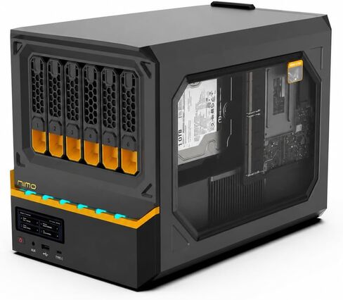 NIMO 6-Bay AI NAS Pro with Arc Pro B70 GPU, Intel Core Ultra 7 356H, 6×SATA + 4×NVMe, 10GbE + 2.5GbE, 1000W Platinum PSU Agentic AI Server for Local AI, Creators, Homelab, Rendering & Private Cloud in Saudi Arabia
