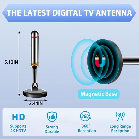 Antenna for Smart TV Indoor,Digital Antenna for Smart TV with 105-Miles,Supports 4k, 1080p for TVs Without Cable and Long Range Reception 9.74FT Long in Saudi Arabia