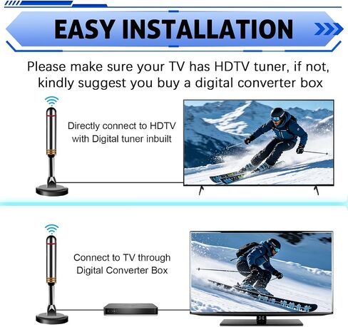 Antenna for Smart TV Indoor,Digital Antenna for Smart TV with 105-Miles,Supports 4k, 1080p for TVs Without Cable and Long Range Reception 9.74FT Long in Saudi Arabia