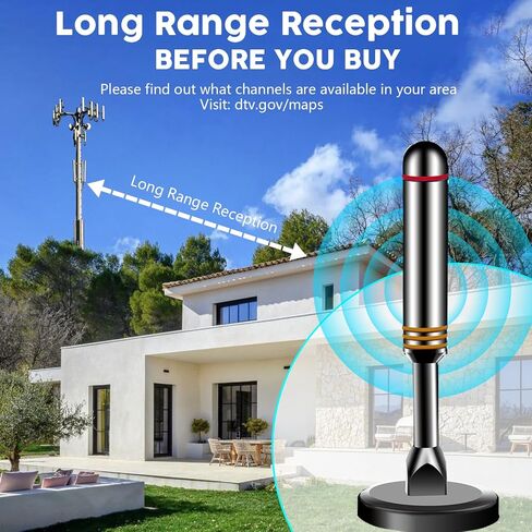Antenna for Smart TV Indoor,Digital Antenna for Smart TV with 105-Miles,Supports 4k, 1080p for TVs Without Cable and Long Range Reception 9.74FT Long in Saudi Arabia