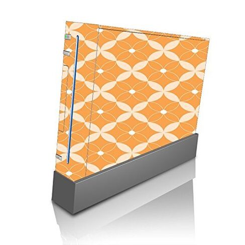 Argyle Geometric Flower Peachy Orange Fun Design Vinyl Decal Sticker Skin by Debbie's Designs for Wii Console in Saudi Arabia